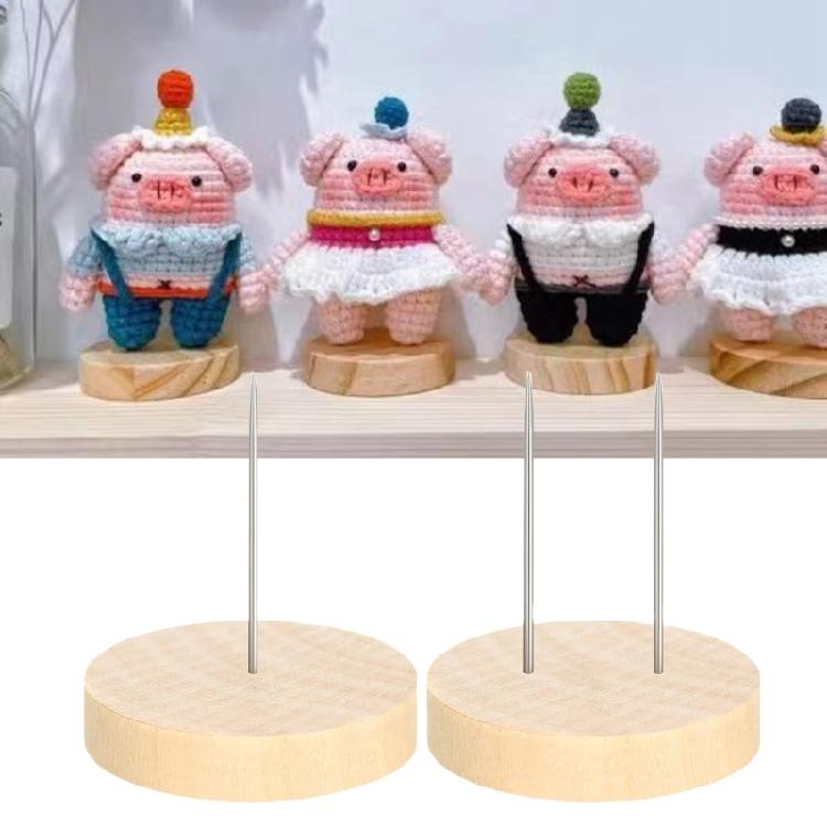 24 Pcs Action Figure Stand Crochet Dolls Stand Double-Needle Support Wood Display Stand for Display