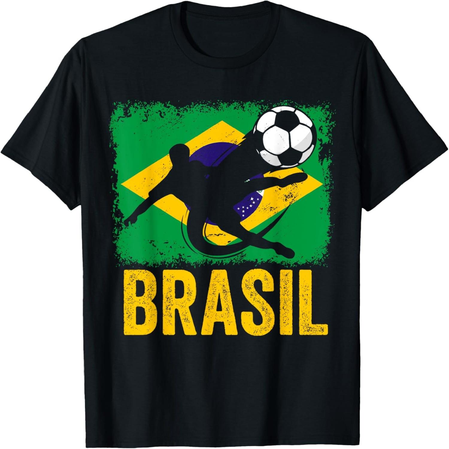 Brazil national flag Brasil Soccer Player T-Shirt S
