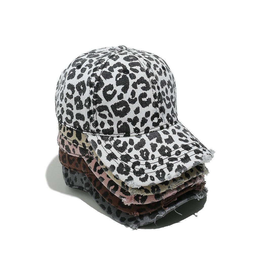 Damkeps med leopardmönster - Europeisk & Amerikansk Street Fashion Hip-Hop Anknäbb