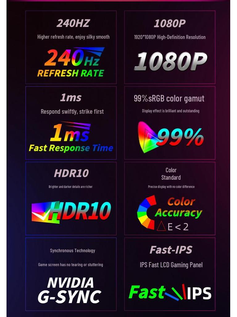 27" Ultra-Clear 240Hz 2K Esports & Office Monitor, Wall-Mountable