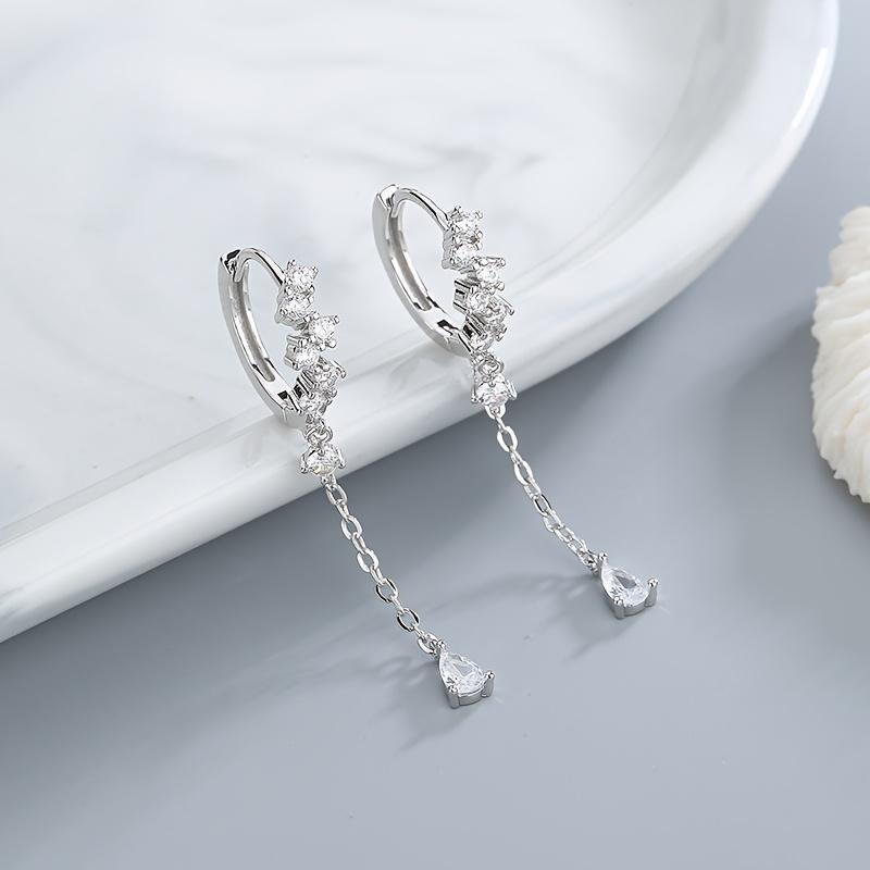 Fashion Zirconia Tassel Drop Earrings Elegant Long Dangle Earrings For Women