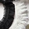8cm Wide White Pleated Chiffon Fold Lace Embroidered Ribbons Trim For Sewing Diy Crafts Curtains Garment Dress Hem Decoration