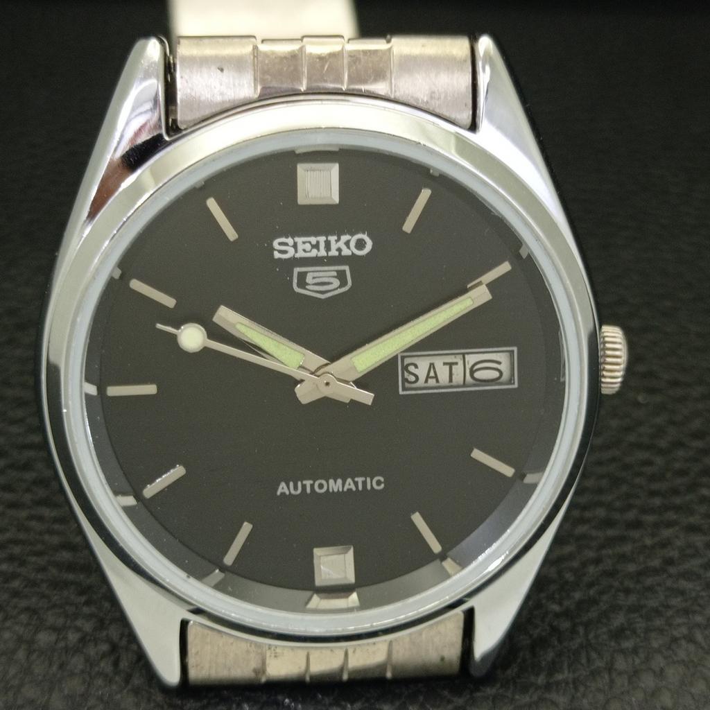 VINTAGE SEIKO 5 AUTOMATIC 6309A REFURBISHED JAPAN MENS BLACK WATCH A701703-5 R206c-a701703
