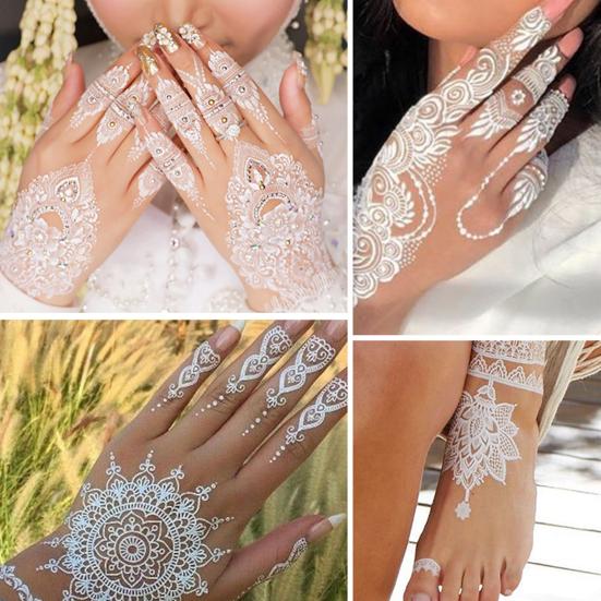 Baizihuahu White Lace Tattoo Sticker for Women, Temporary Face Body Arm, Waterproof Fake Decal Wedding Party Festival