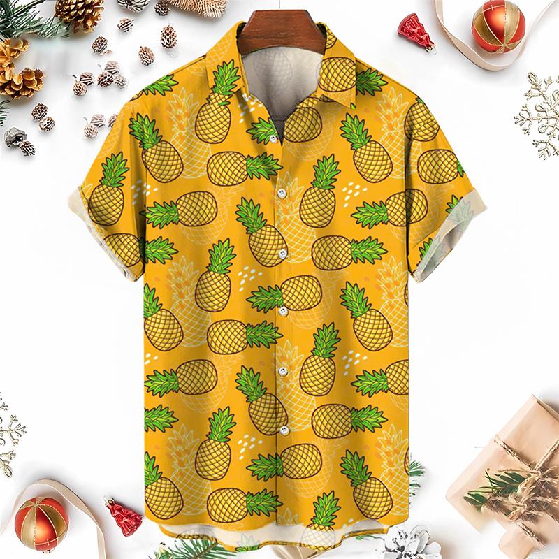 Men's Shirts 3D Fruit Pineapple Printed Shirts For Women New Summer Funny Streetwear Short Shirts Y2k Mens Hawaiian Clothing
