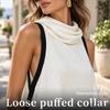 Women Color Block Two Piece Set Cowl Neck Sleeveless Asymmetrical Tunic Top Wide Leg Pants Casual Vacation Outfit
