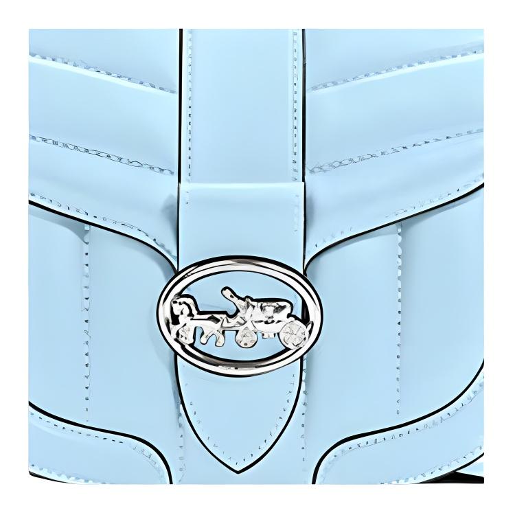 New COACH Georgie Sheepskin Saddle Bag, Shoulder Bag, Crossbody Bag Trumpets Women's Light Blue C2803-SVQVE