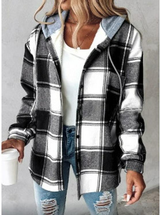 

Женское пальто в клетку европейского и американского стиля 2024 года - Большой стиль, Повседневное, Новинка для осени/зимы XXL