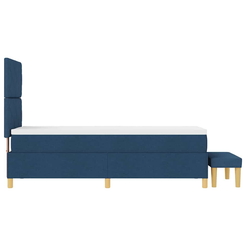 Box Spring Bed with Headboard Blue 200 x 80 cm Fabric