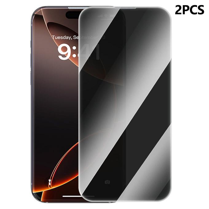 BASEUS 2Pcs For iPhone 16 Pro Max Screen Protector Anti Spy Tempered Glass Film with Dust Filter (No Edge Version)