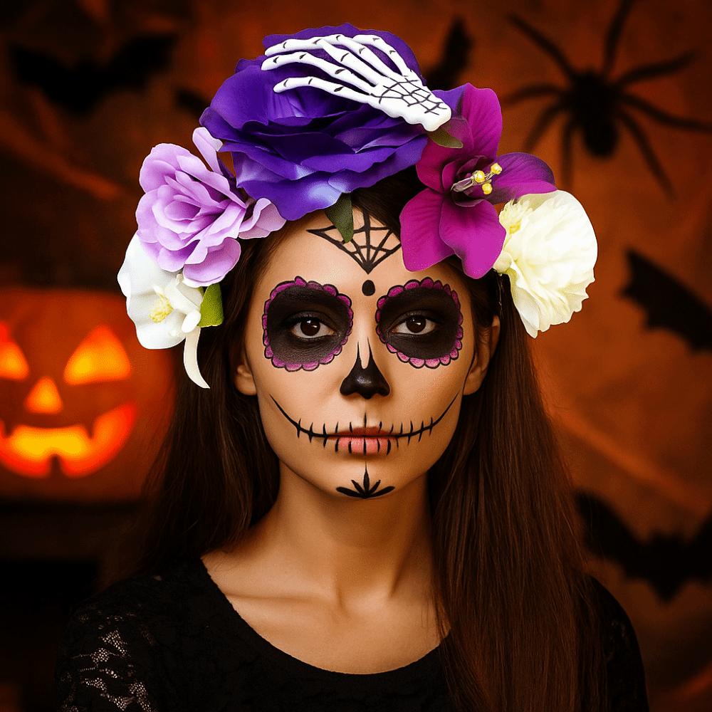Plastic Rose Flower Crown Ghost Claw Floral Hair Hoop Fashion Party Headpiece  Hair Accessories