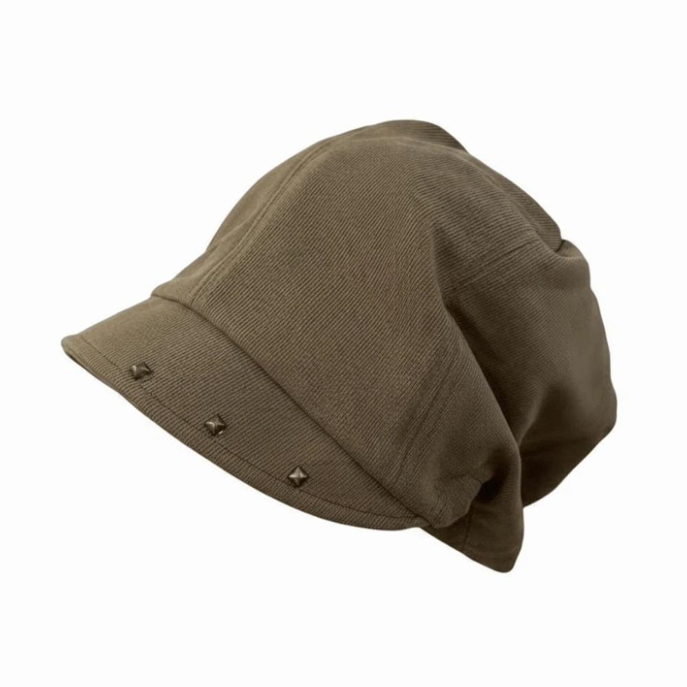 Rivet Ornament Slouchy Beret Solid Color Studded Beanie Newsboy Cap Short Brim Hat Fashion Girls