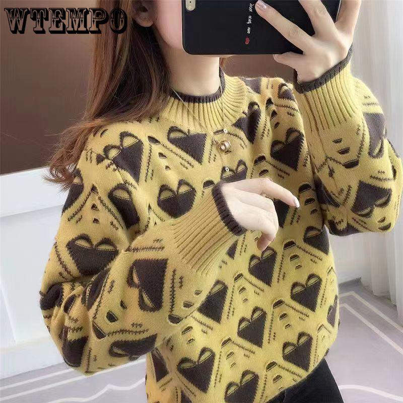 Thick and Loose Pullover for Women Fashionable and Casual Long-sleeved Knitted Sweater Trendy for Autumn and Winter