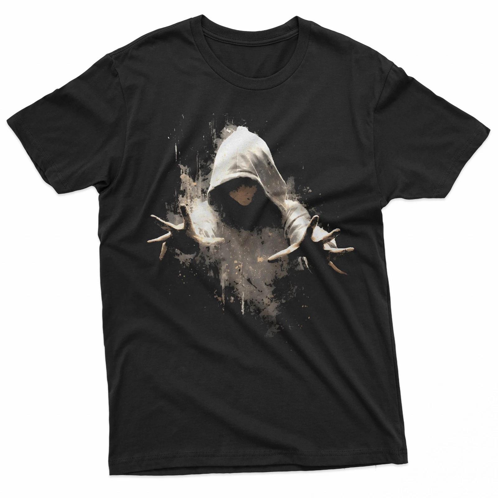Dark Hooded Figure Shadow Grunge Abstract Art 100% Cotton T-shirt Mens Tees Top 4XL