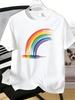 Paint Drip Rainbow Print Unisexs Red Crew Neck Tee Soft Light Cotton Positive Vibe Casual Summer Daily Male Short Sleeve Basic Top