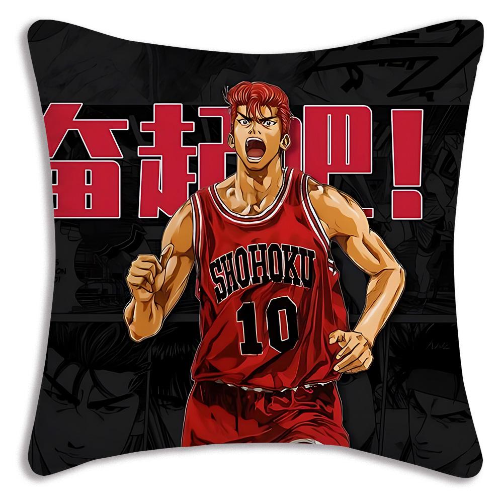 Pillow Covers Hot Anime S-Slams Dunk Cartoon Sofa Decorative Home Double-Sided Printing Short Plush Cute Cushion Cover