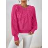 Women S Crew Neck Pullover Knit Sweater Solid Color Casual Long Sleeve