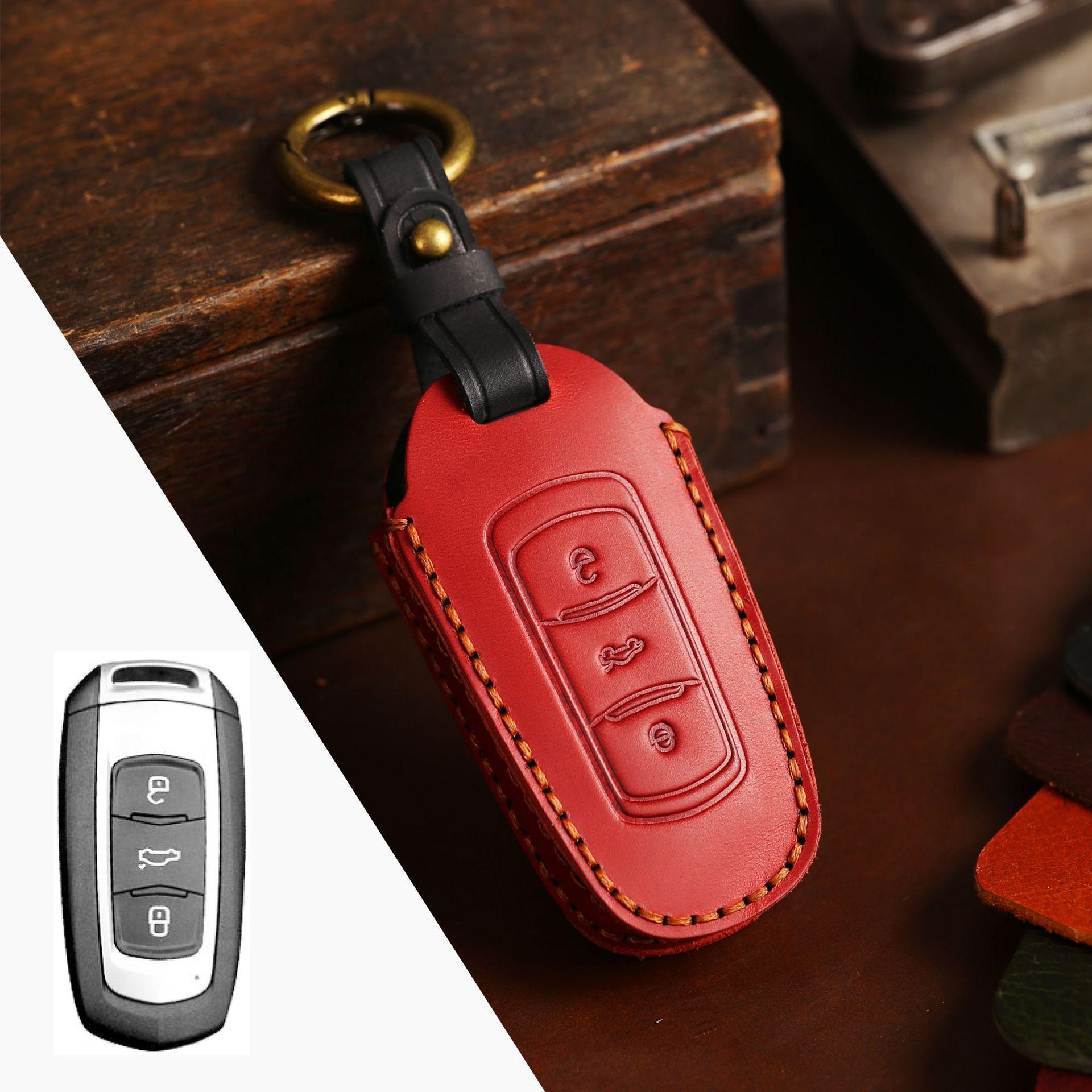 

Leather Key Cover Is Suitable For Geely Key Cover, Emgrand Gs Global Hawk, British Vision Car Key Cover, Handmade. красный
