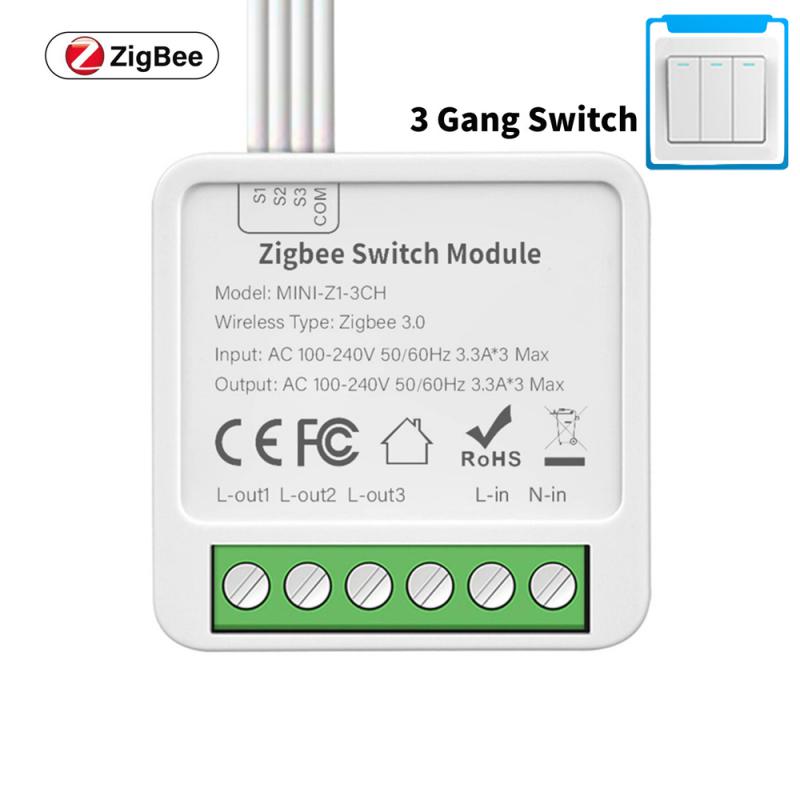Tuya Zigbee Mini Smart Switch Module 10A 2/3/4 Gang 2-way Control Timing DIY Automation Breaker Smart Home For Alexa Google Home