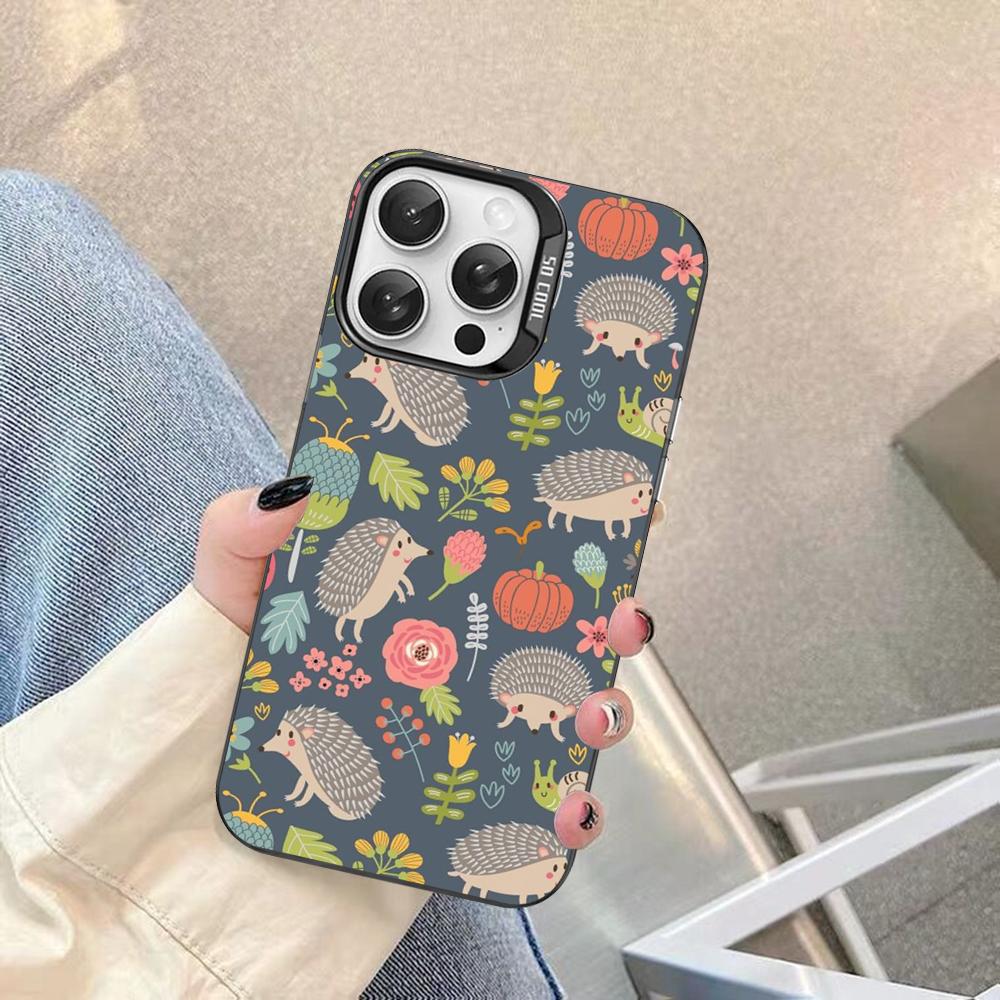 Cute Animal Hedgehog Phone Case For IPhone 16 15 14 13 12 11 Pro Max X XR XSMAX 8 7 Plus Matte Shockproof Back Cover