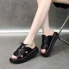 Summer New Soft-soled Wedge Heel Cool Slippers Women Wear Light Non-slip Thick-soled Slippers Women's One-word Sandals