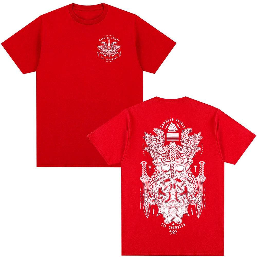 Til Valhalla Warrior Spirit Military Grunt Tactics Skull T-Shirt Unisex 100% Cotton O-Neck Short Sleeve Casual T-shirts streetwear S