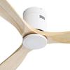 52 Inch Ceiling Fan Natural 3 Solid Wood Fan Blade Noiseless Reversible Direct Current Motor Remote Control for Living Room
