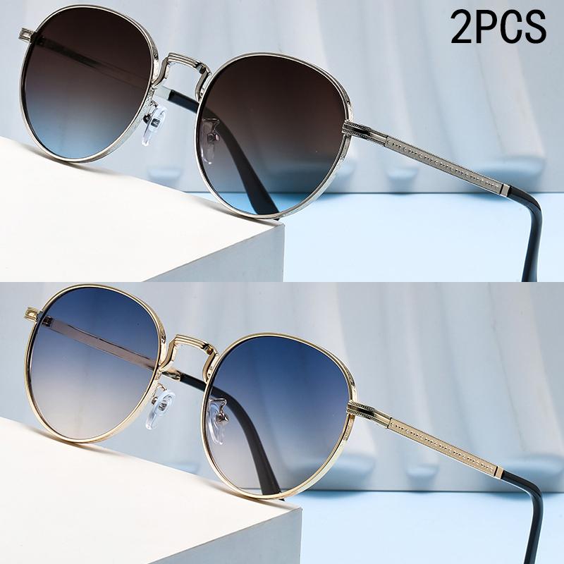2PCS New Model Metal-framed Sunglasses, Trendy And Fashionable, With Oval Shape And Stylish Design.2403