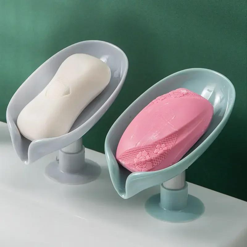 Badezimmerzubehör Badezimmer Dusche Seifenhalter Blattform Seifendose Abfluss Seifenhalter Box Schwamm Aufbewahrungsplatte Tablett Badezimmer Gadg