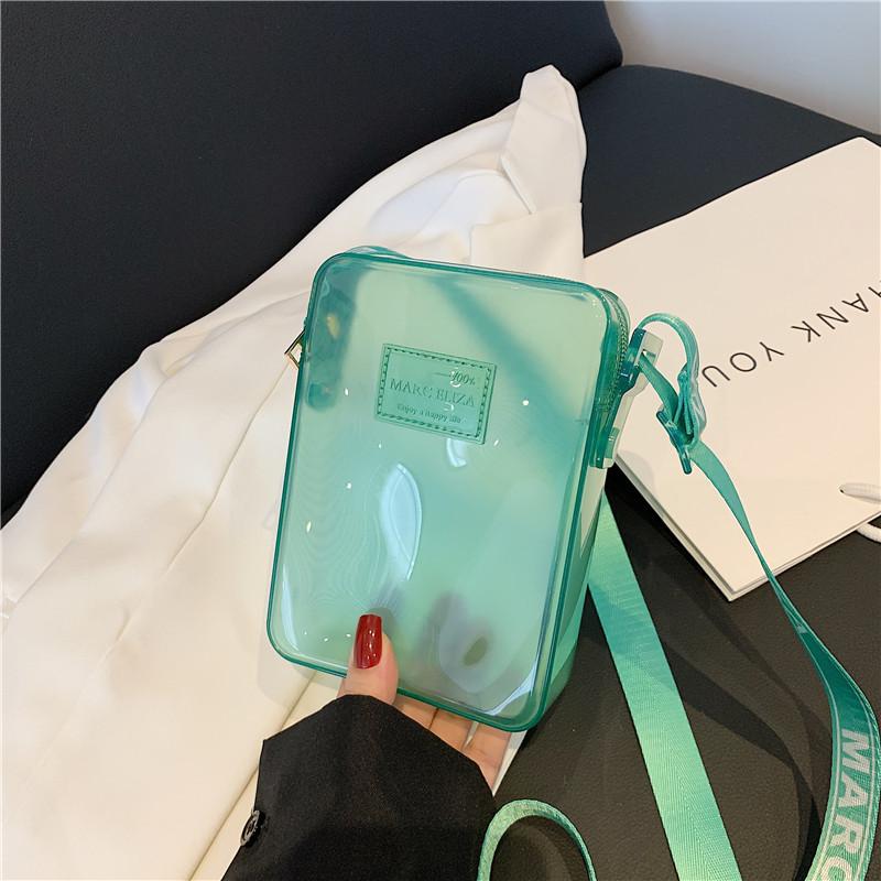 

Fashionable PVC Messenger Bag Transparent Shoulder Bag Waterproof Square Bag Handbag Phone Bag Women Lipstick Key Storage Bag зелений