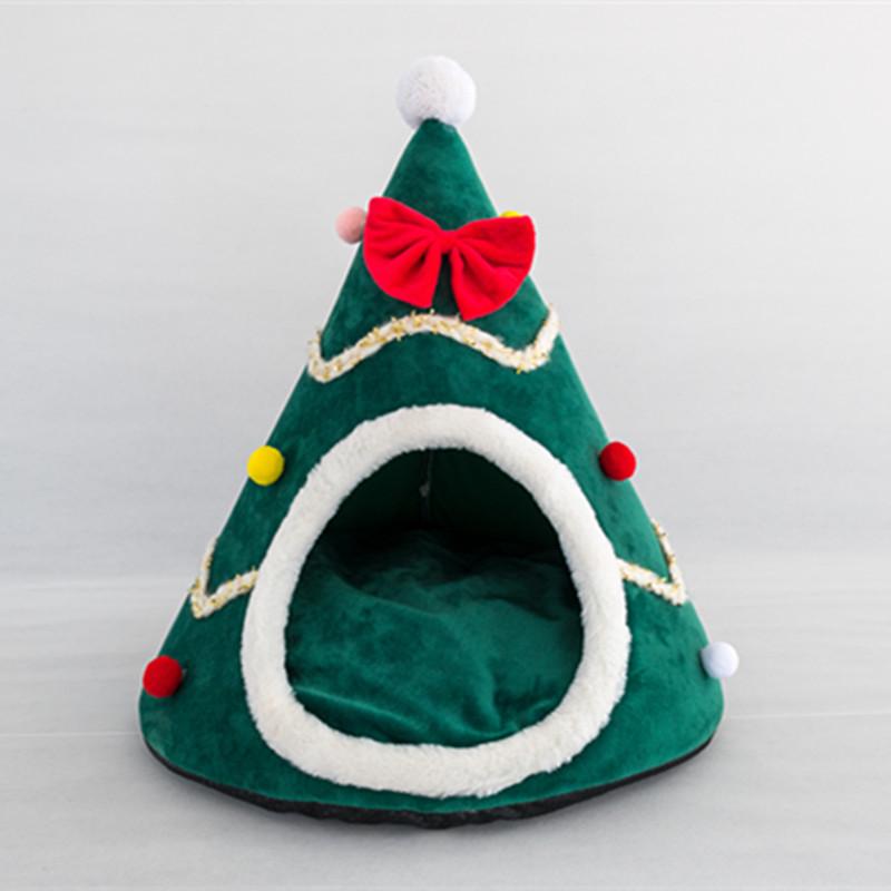 Nid chaud pour animaux de compagnie en hiver: Igloo de Noël pour chat et chien avec nœud papillon
