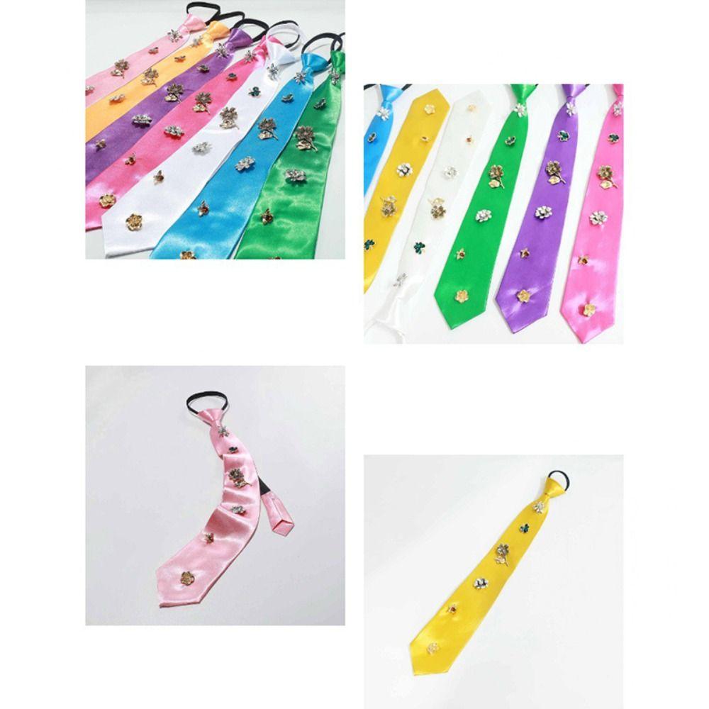 Black Rhinestone Necktie Korean Decoration Shirt Tie Elegant Flower Tie  JK Uniform Decoration