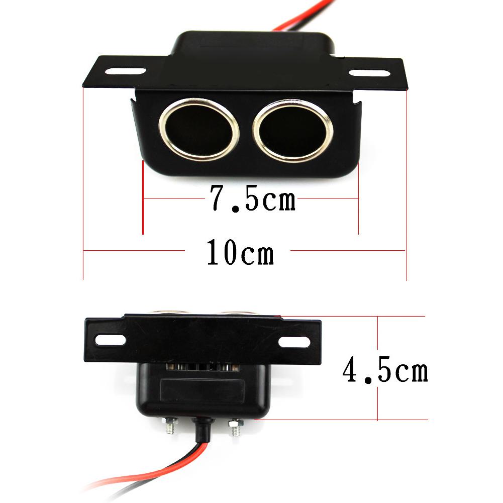 12V Dual Hole Car Cigarette Lighter Socket | Built-in 10A Fuse | Waterproof & Dustproof | Iron Shell for Vehicle Modification