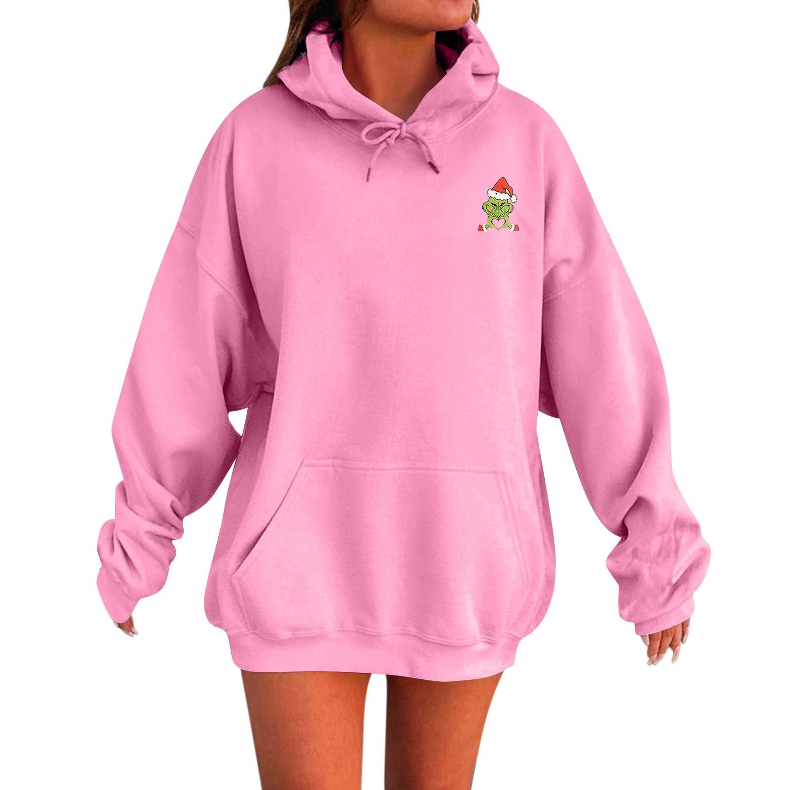 

Женская модная повседневная свободная толстовка с длинным рукавом и принтом M розовый