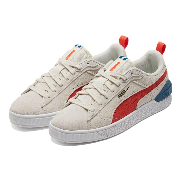 Puma Suede Bloc Pristine Cherry Tomato Unisex Sneakers Cream 381183-05