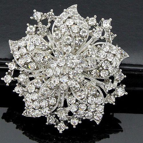 High grade diamond inlaid exquisite flower brooch women s banquet dress with collar pin accessories Bauhinia flower brooch White чёрный/красный