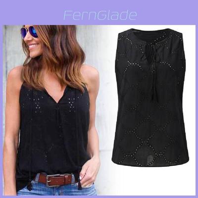 Elegant Women's Cotton Lace Top With Embroidery For Summer Casual Outfits
