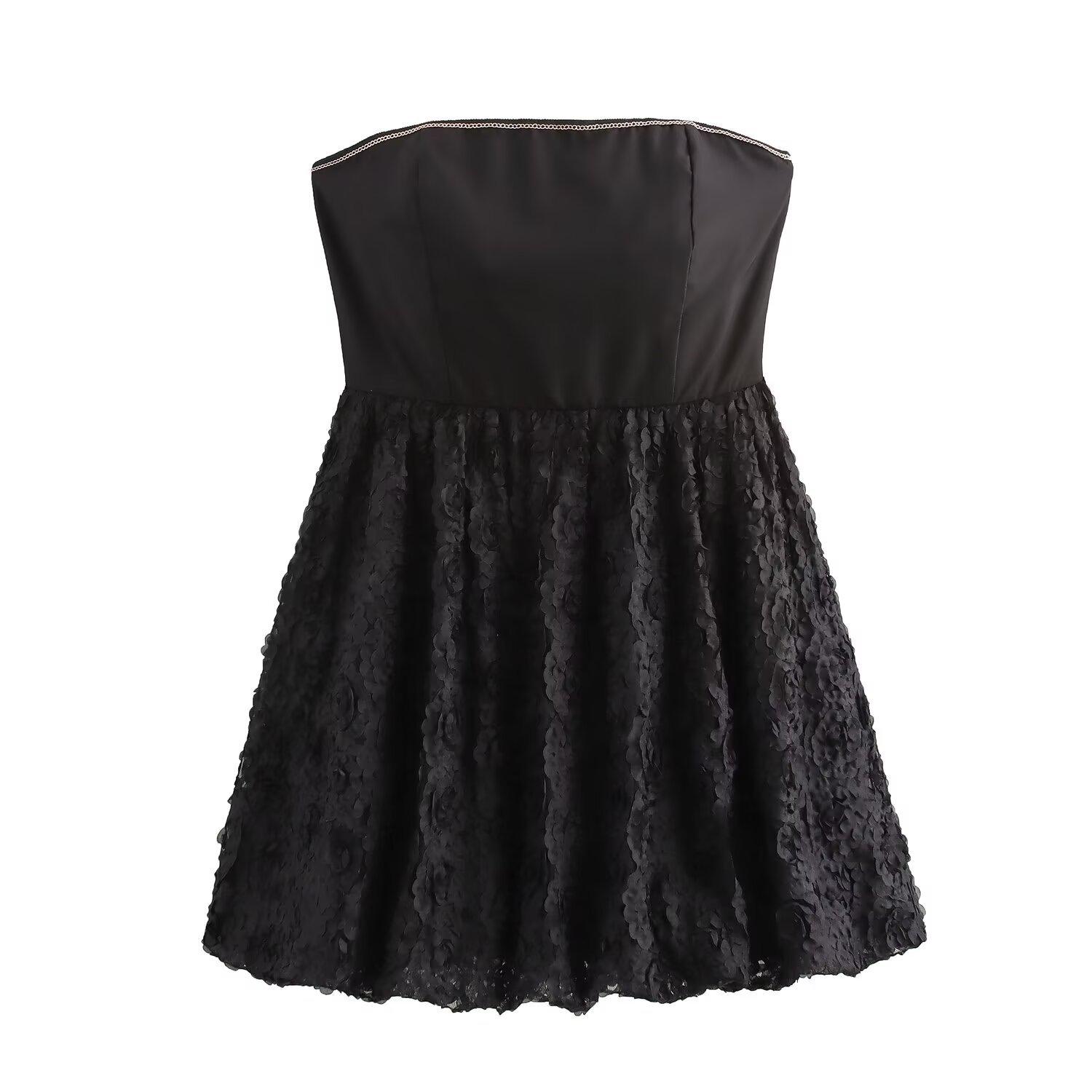 

Женское текстурированное платье-бандо в европейском и американском стиле, осень 2024 L