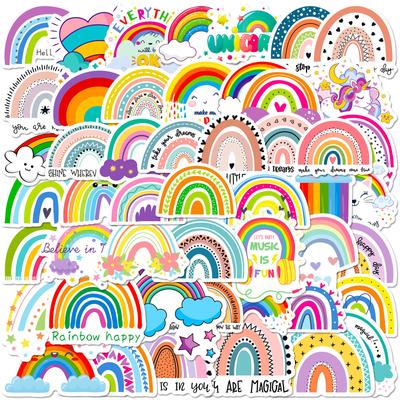 50 Rainbow Stickers Bohemian Rainbow Stickers Children's Birthday Party Cartoon Graffiti Waterproof Stickers