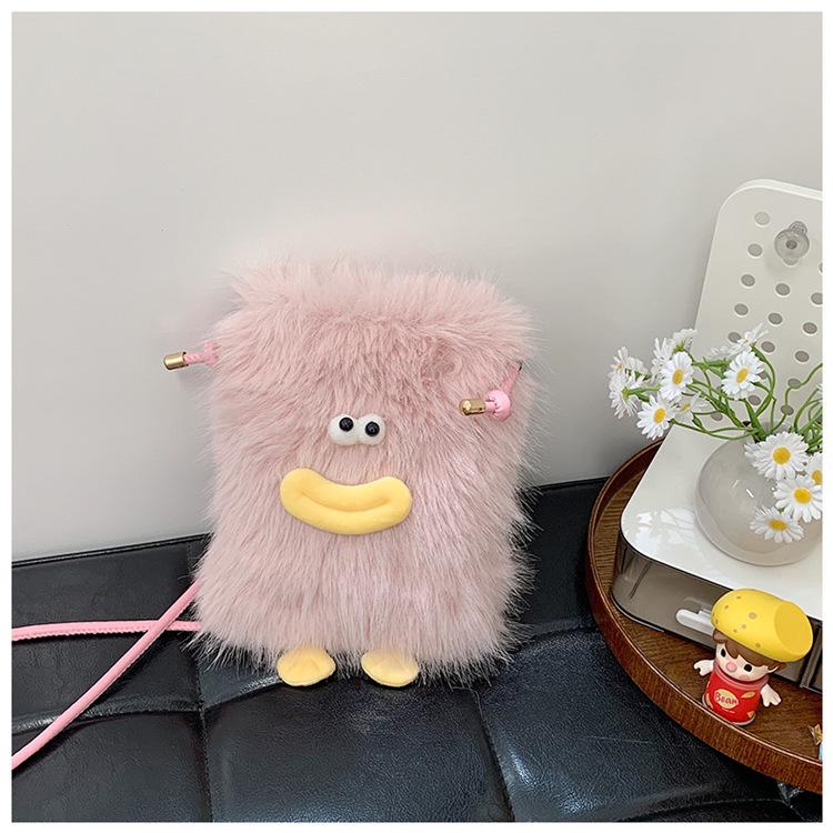 2025 Herbst/Winter Trendige Cartoon Fell Umhänge- & Handytasche – Flauschige Handtasche für Damen