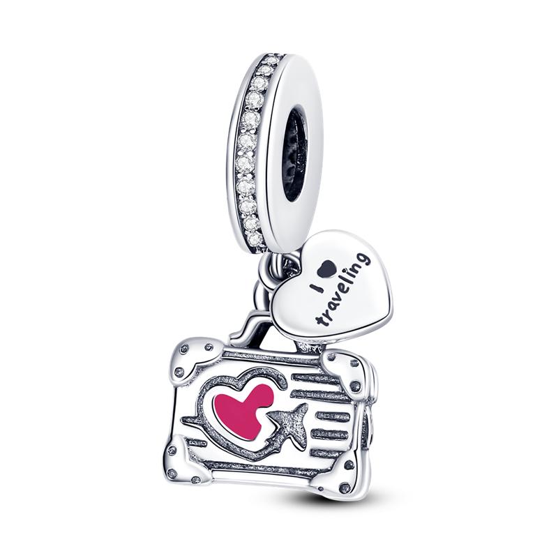 copper Travel Aircraft Charm Bead Charms Bead Charms Trunk Journey Pyramid Dangle Compatible With Authentic Pandora Bracelets Do It Yourself Gift Jewe