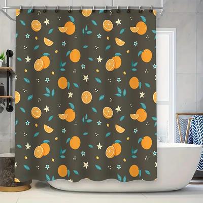 Fruit Pattern Shower Curtain Waterproof Bathroom Decorations Waterproof Fabric Bath Rug Sets Home Decor Shower Curtains with Hoo