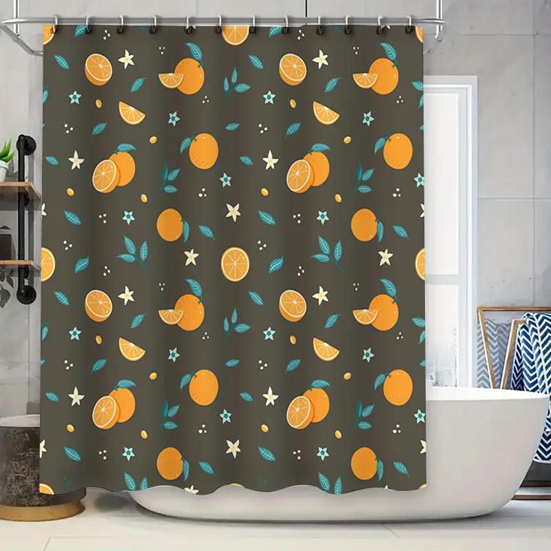 Fruit Pattern Shower Curtain Waterproof Bathroom Decorations Waterproof Fabric Bath Rug Sets Home Decor Shower Curtains with Hoo