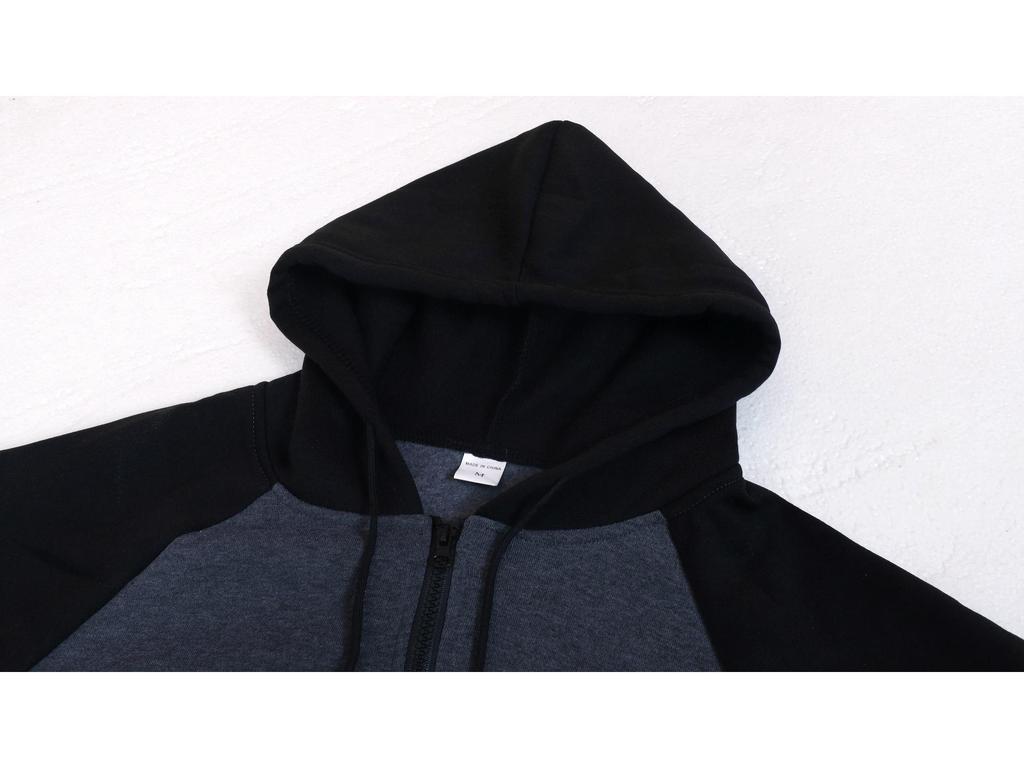 2024 Men's Color Block Raglan Sleeve Hoodie: Autumn/Winter European & American Fashion Casual Sports Top