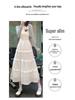 Women's Princess-Style White Lace Midi Skirt - A-line, Tiered, Flared, Spring/Summer Design