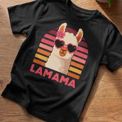 Lama Mama T-Shirt – Funny Mother's Day Gift – LAMAMA Shirt with Sunglasses – Cool Mom Outfit