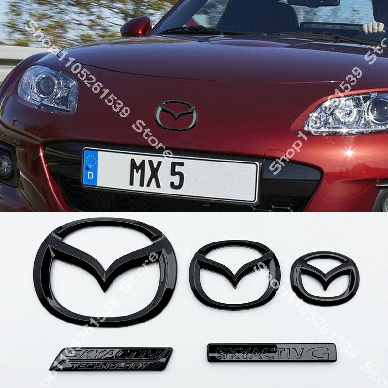 AAGH1 Mazda MX5 Miata ND Front Rear Black Car Logo Emblem Badge For MX-5 Miata ND NC Carbon 2016 2017 2018 2019 2020 2021 2022 2023