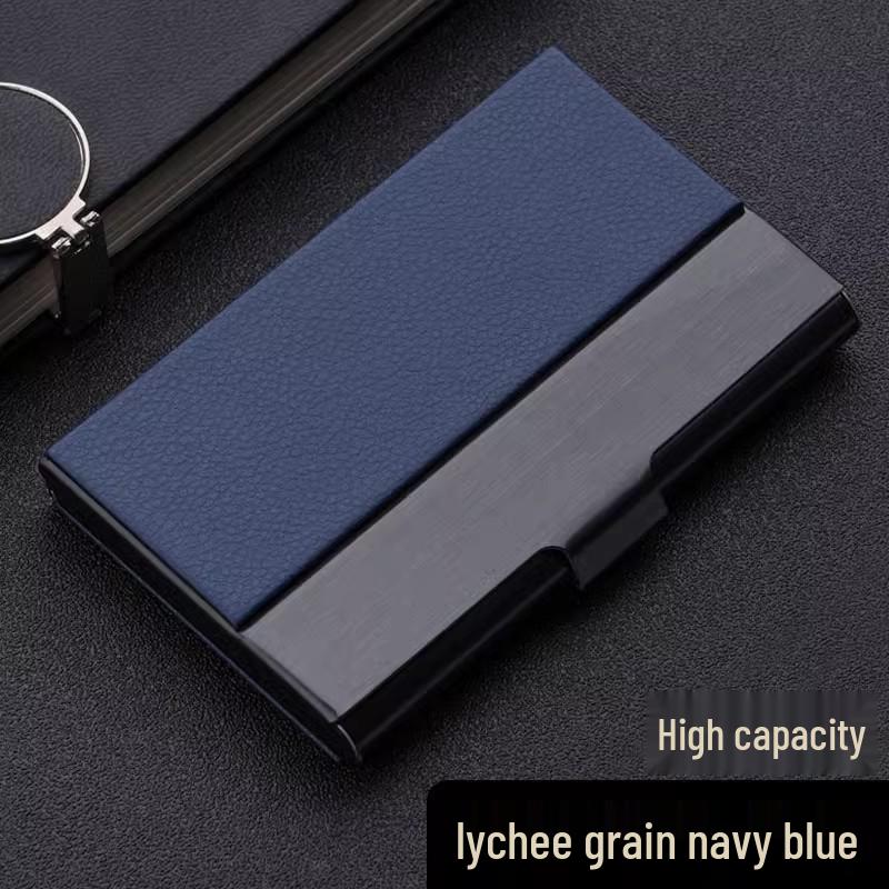 Men's and Women's Portable Stainless Steel Leather Business Card Holder
