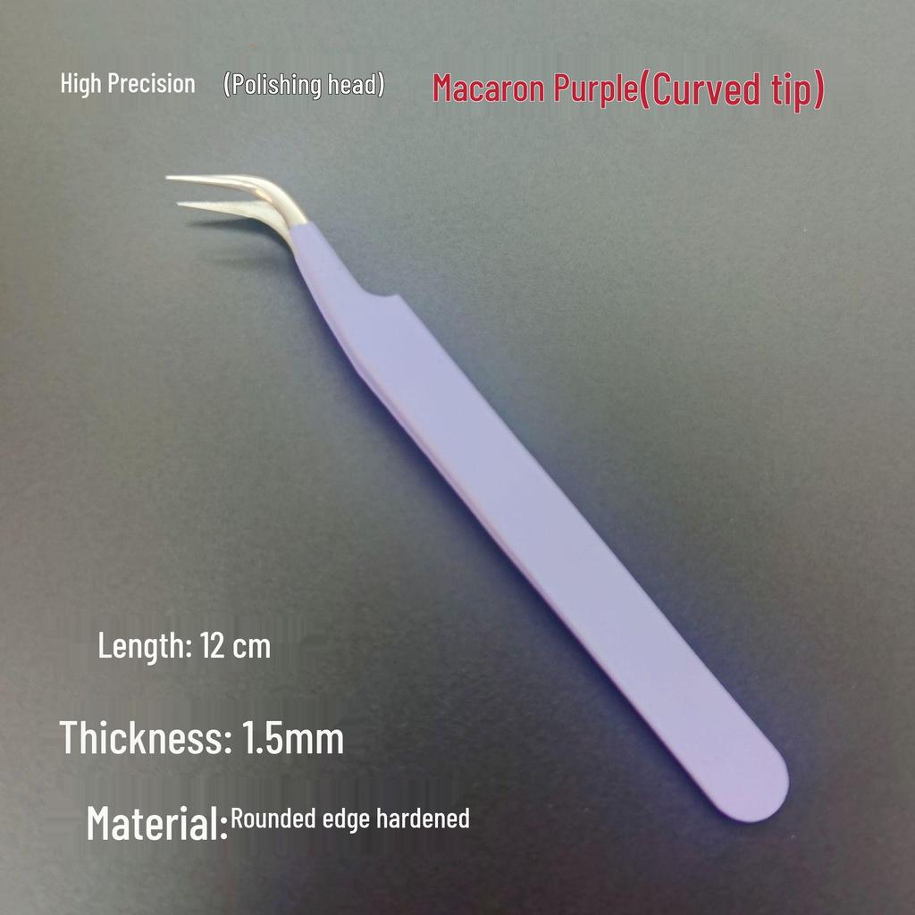 Black Anti-Static Stainless Steel Curved Tip Tweezers Set for Nail Art, Journaling, and Repairs