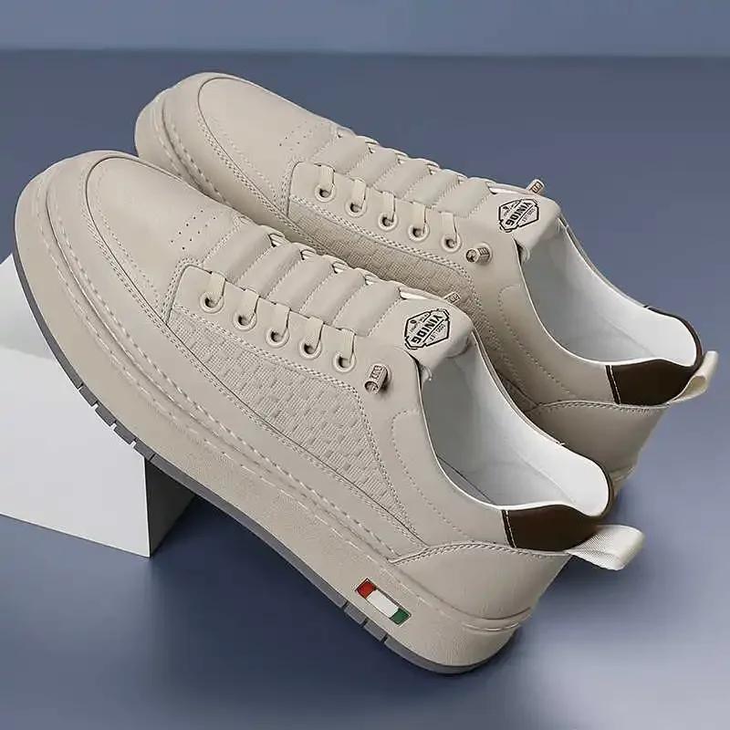 

Кроссовки из натуральной кожи в стиле ретро на белой платформе, обувь с нескользящим покрытием, устойчивая к пятнам, нескользящая, ортопедическая поддержка голеностопа, легкие 44 бежевый